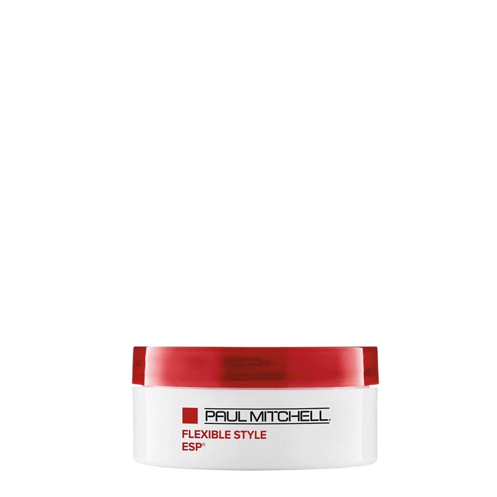 Paul Mitchell ESP Elastic Shaping Paste bottle pour demonstrates bendable hold for versatile styling.