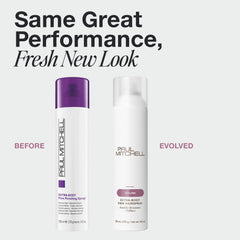 Dispensing spray from Paul Mitchell hairspray enables all-day hold on fine hair.