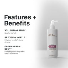 Paul Mitchell Extra-Body Root Boost green herbal fragrance with lily of the valley and water fruits