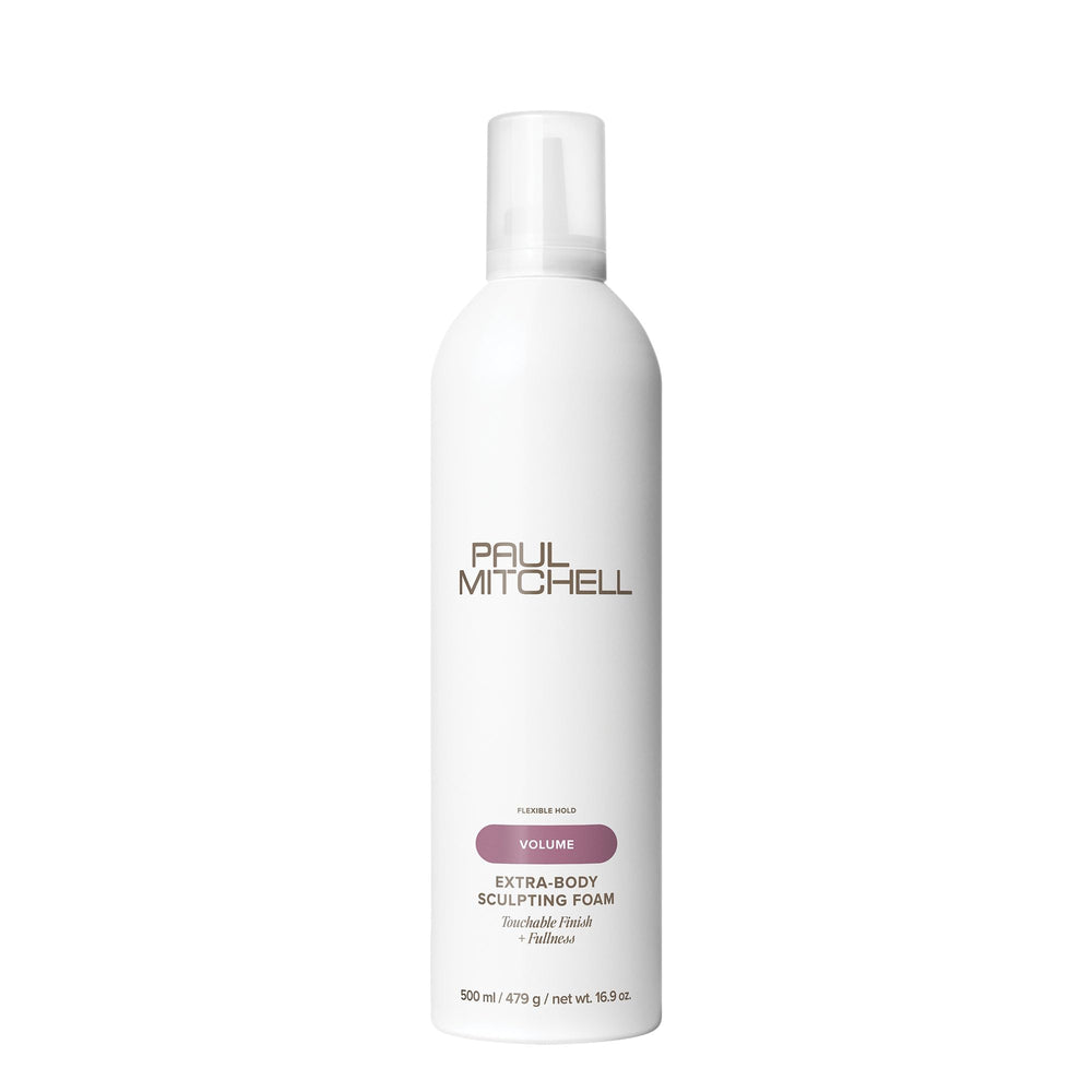 Paul Mitchell Extra-Body Sculpting Foam bottle boosts volume for fine hair