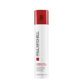 Paul Mitchell Hot Off The Press bottle closeup demonstrates heat protection up to 450°F.