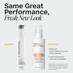 Paul Mitchell Quick Slip Cream applied to ends shows soft, flexible hold.
