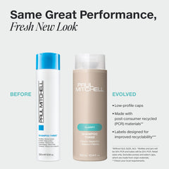 Paul Mitchell Shampoo Three cap closeup highlighting travel friendly design