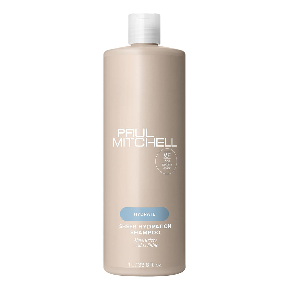 Paul Mitchell Sheer Hydration Shampoo bottle front with moisture-rich formula for dry hair