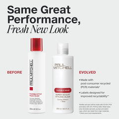 Paul Mitchell Super Sculpt Styling Glaze dispenser demonstrates quick-dry styling for time-saving routines.