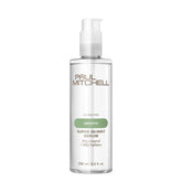 Paul Mitchell Super Skinny Serum bottle shown for heat protection and quick styling