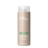 Paul Mitchell Super Smooth conditioner bottle on shelf signals frizz control.
