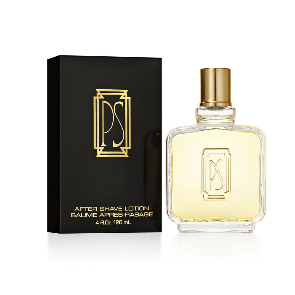 Paul Sebastian mens aftershave bottle closeup showcases elegant bottle design for refined grooming.