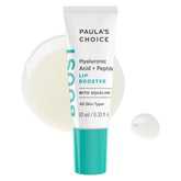 Paula's Choice Boost Lip Booster tube in hand delivering hydrated, fuller-looking lips.