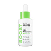 Paula's Choice BOOST serum bottle with pump for pore-refining application.
