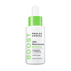 Paula's Choice BOOST serum bottle with pump for pore-refining application.