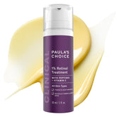 Paula's Choice Clinical 1% Retinol bottle close-up for nighttime anti-aging routine.