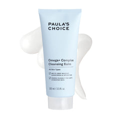 Paula's Choice Omega Complex balm jar closeup, gentle cleansing texture for sensitive skin.