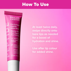 Tube squeeze of Paula's Choice Pro-Collagen Peptide Gloss Lip Balm showing easy tint
