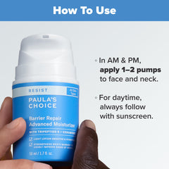Paula's Choice RESIST Barrier Repair Tripeptide-5 closeup suggesting wrinkle appearance reduction
