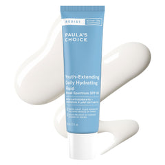 Paula's Choice RESIST daily hydrating fluid bottle closeup showing oil-free SPF 50 protection