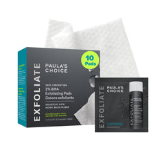 Paula's Choice Skin Perfecting 2% BHA pad pack supports travel-friendly exfoliation for clearer pores.