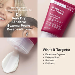 Paula's Choice Skin Recovery texture application shows rich cream for sensitive skin relief.