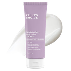 Paula's Choice Skin Revealing Body Lotion bottle demonstrates gentle exfoliation for smoother skin