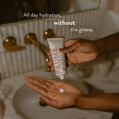 PAUME probiotic hand balm texture swatch demonstrates quick absorption and non-greasy feel.