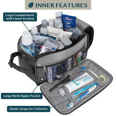PAVILIA Toiletry Bag large main compartment offers easy access to grooming essentials.