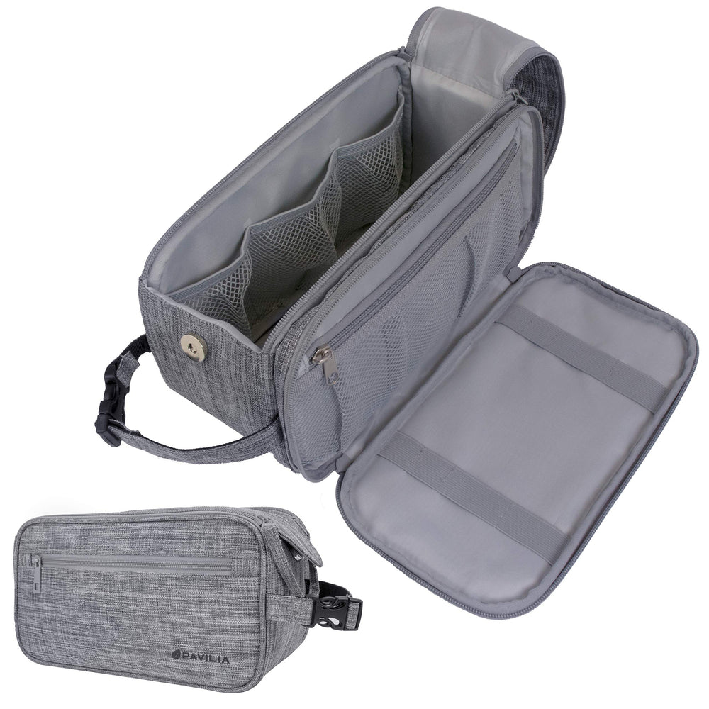 PAVILIA toiletry bag with large compartment for organized grooming essentials on the go