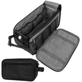 PAVILIA Toiletry Bag XL black front view improves travel organization.