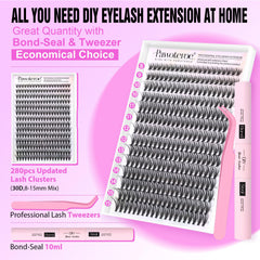 Pawotence lash clusters 30D 8-15mm close-up for customizable volume