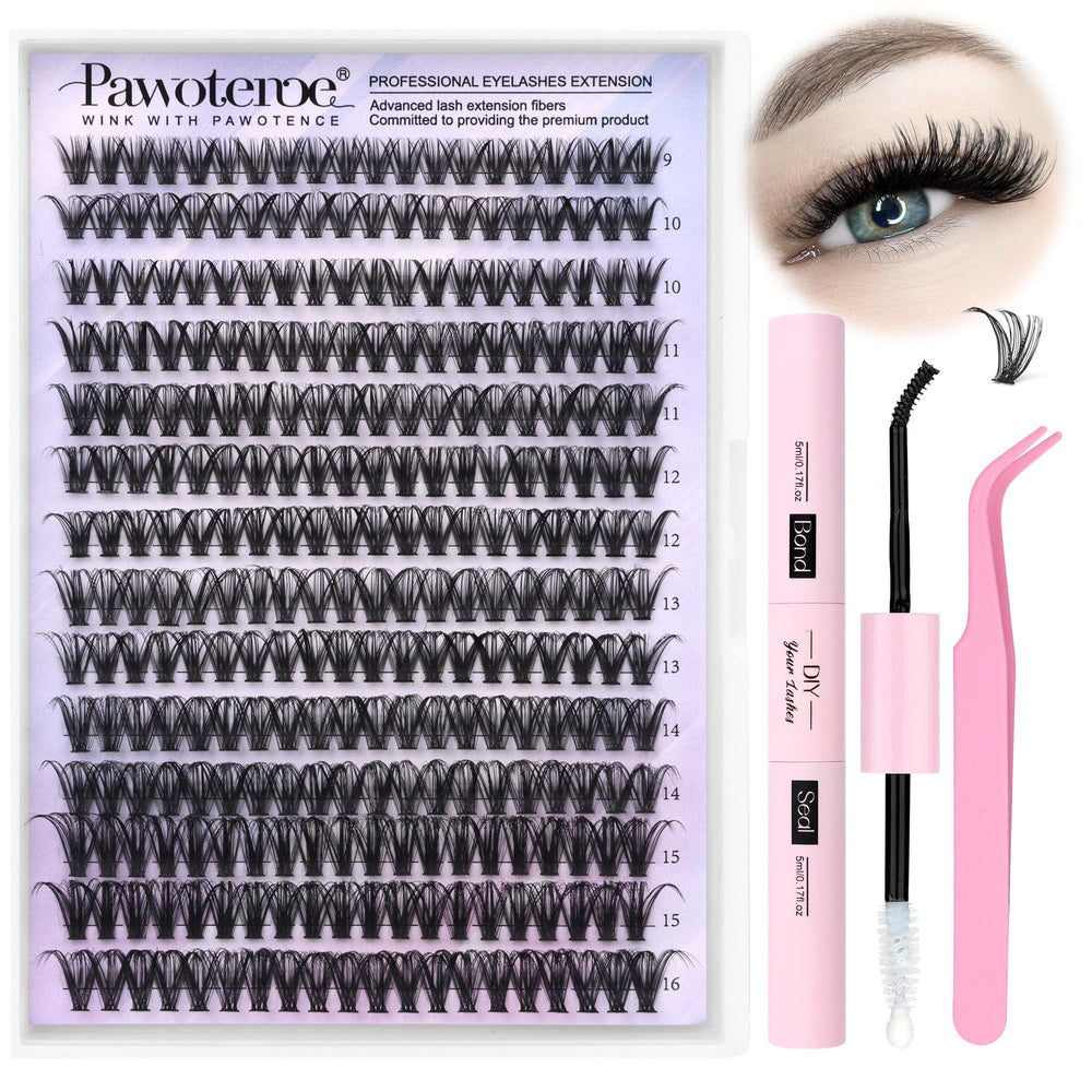 Pawotence lash clusters kit 280pcs 40D offers natural at-home fullness