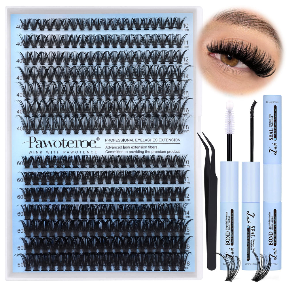 Pawotence lash clusters kit 280pcs for at-home eyelash extensions