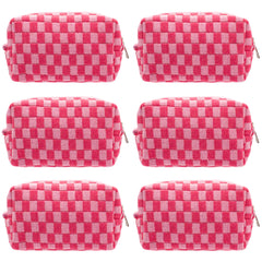 PAZIMIIK checkered makeup bag with flat bottom for upright display