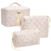 PAZIMIIK makeup bag set large front view shows quilted exterior for stylish travel organization.