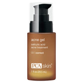 PCA SKIN Acne Gel Pump demonstrates fast-acting blemish relief on skin.