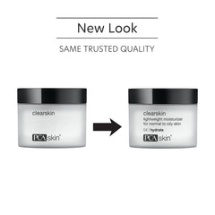 PCA SKIN Clearskin ingredient panel highlights niacinamide, bisabolol, and cucumber for balance.
