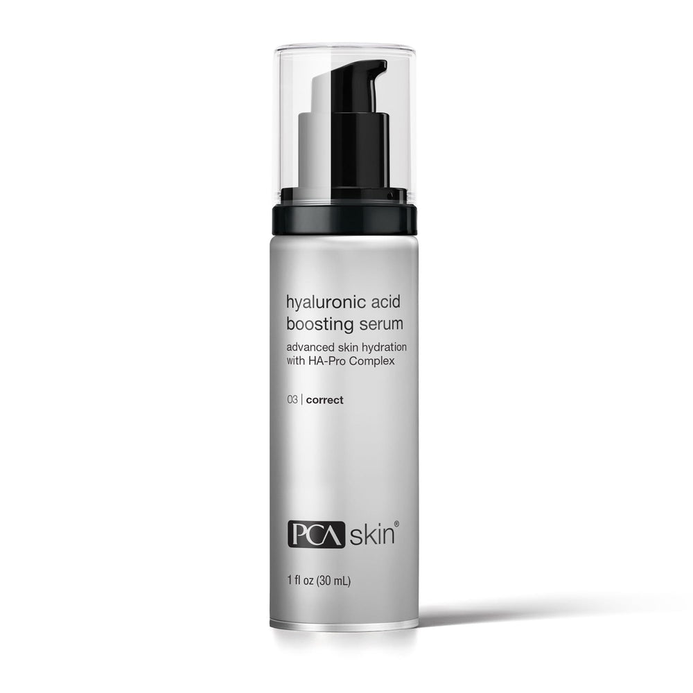 PCA SKIN Hyaluronic Acid Serum bottle showing surface hydration and smoothing