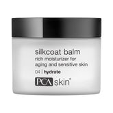 PCA SKIN Silkcoat Face Cream Balm jar close-up shows deep hydration for dry skin.