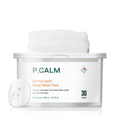 P.CALM Barrier Cycle daily sheet mask closeup highlights soothing hydration for balanced skin.