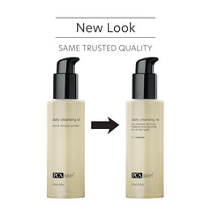 PCA SKIN Daily Cleansing Oil applied to dry skin, showing oil-to-foam cleansing ritual.