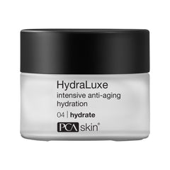 PCA SKIN HydraLuxe anti-aging cream jar front reveals rich hydration.