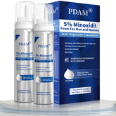Pdam 5% Minoxidil foam scalp-application shows fast-absorbing formula for thinning areas.