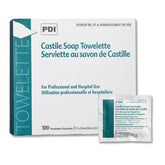 PDI Castile Soap Towelette travel pack open for on-the-go facial cleansing.