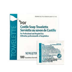 PDI Castile Soap Towelettes box shows convenient on-the-go cleansing.