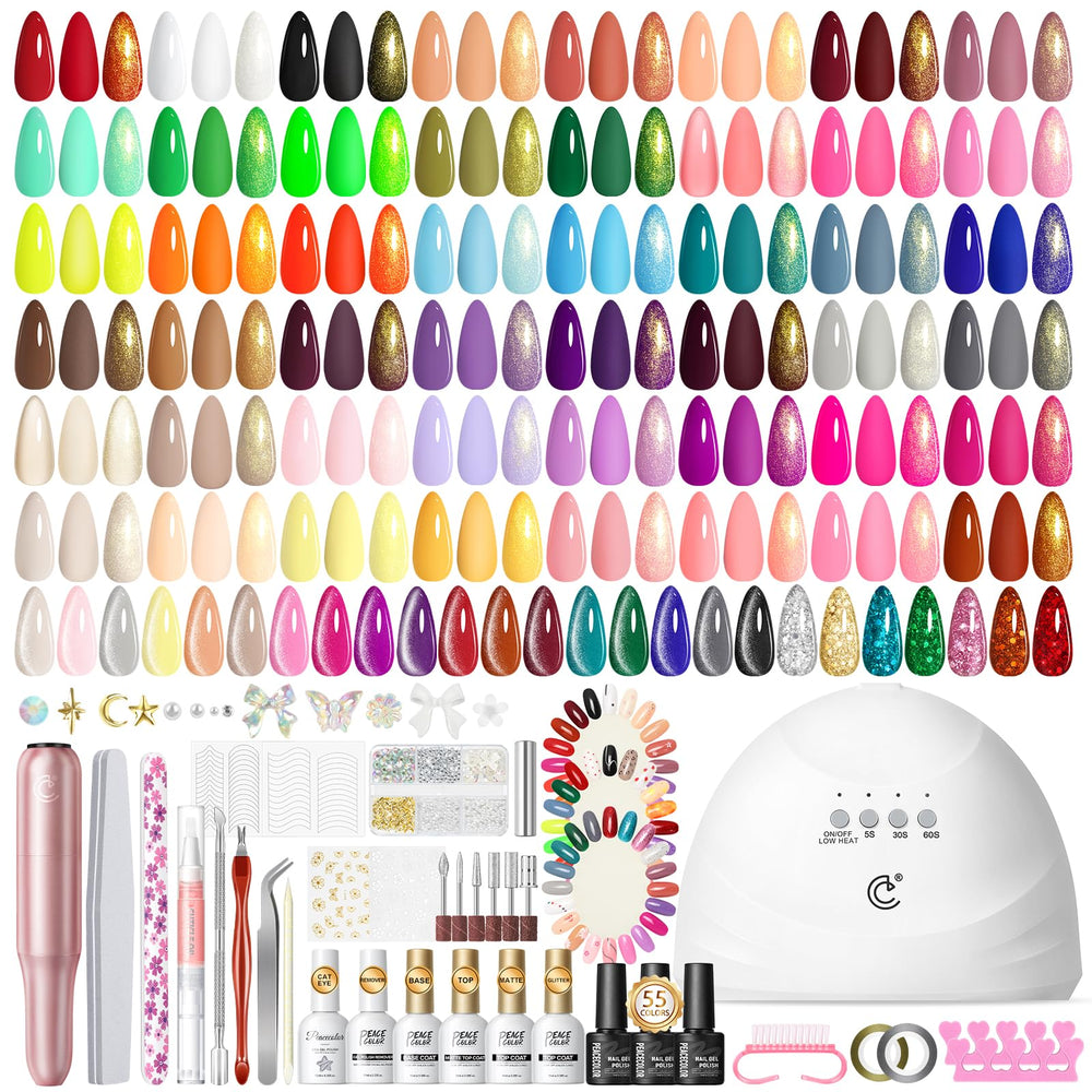 Peacecolor 83Pcs kit with UV lamp for at-home salon-quality manicures
