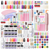 PEACECOLOR acrylic nail kit contents for at-home DIY mani sessions.
