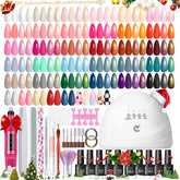 PEACECOLOR 53pc gel nail polish kit enables at-home manicures.