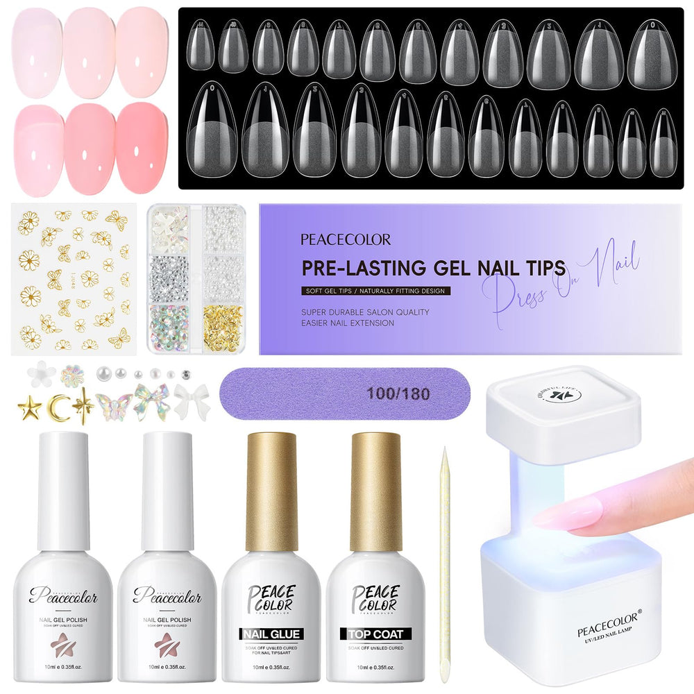 PEACECOLOR gel nail kit compact lamp for quick gel curing at home