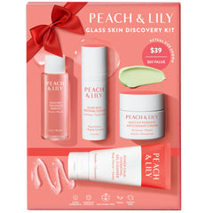 Peach & Lily Glass Skin Discovery Kit packaging demonstrates travel-friendly skincare ritual.