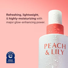Peach & Lily Glass Skin Veil Mist being spritzed for refreshing skin