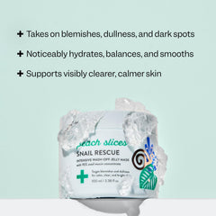Peach Slices Snail Rescue texture closeup demonstrates quick-apply jelly formula for a refreshed look.