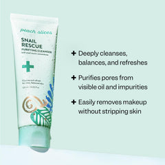 Peach Slices Snail Rescue Purifying Cleanser pour reveals a light gel for daily detox.